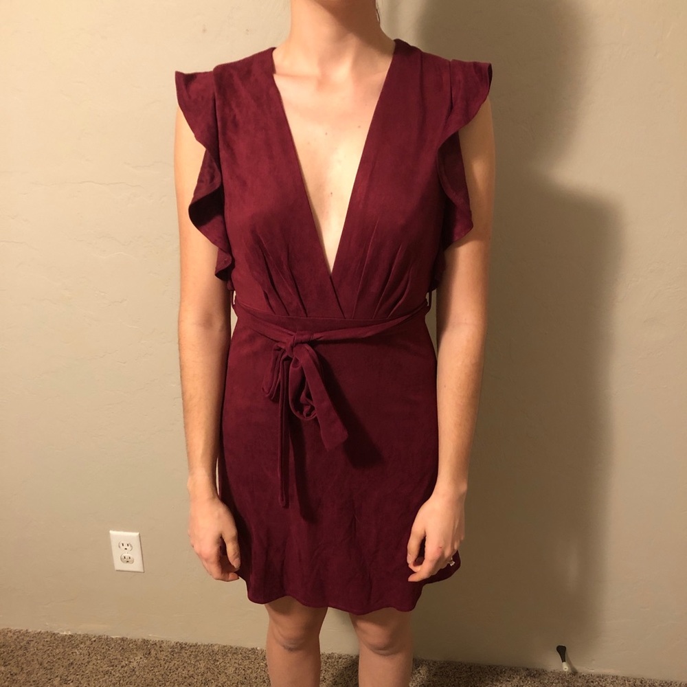 Maroon V neck dress